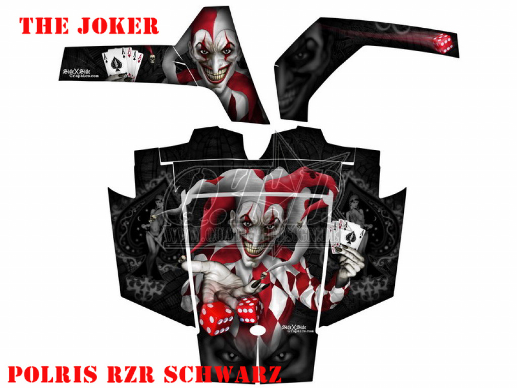 Joker Hintergrund Schwarz, Jokerfarbe Rot-Weiß für Polaris RZR 800/800 S - 2006-2010